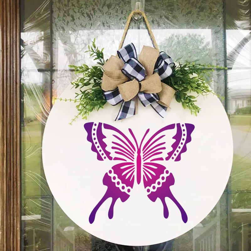 Resflyar 6 PCS Butterfly Stencil Reusable Flying Butterfly Template Plastic Nature Floral Stencils for Painting on Wood Walls Fabric Furniture Floors Home Decor DIY Craft Wood Sign 11.8 x 6.3 Inch - Image 3